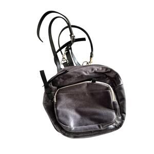 Velvet Mini Backpack Womens Small Gray Black Convertible Straps Purse Bag Casual